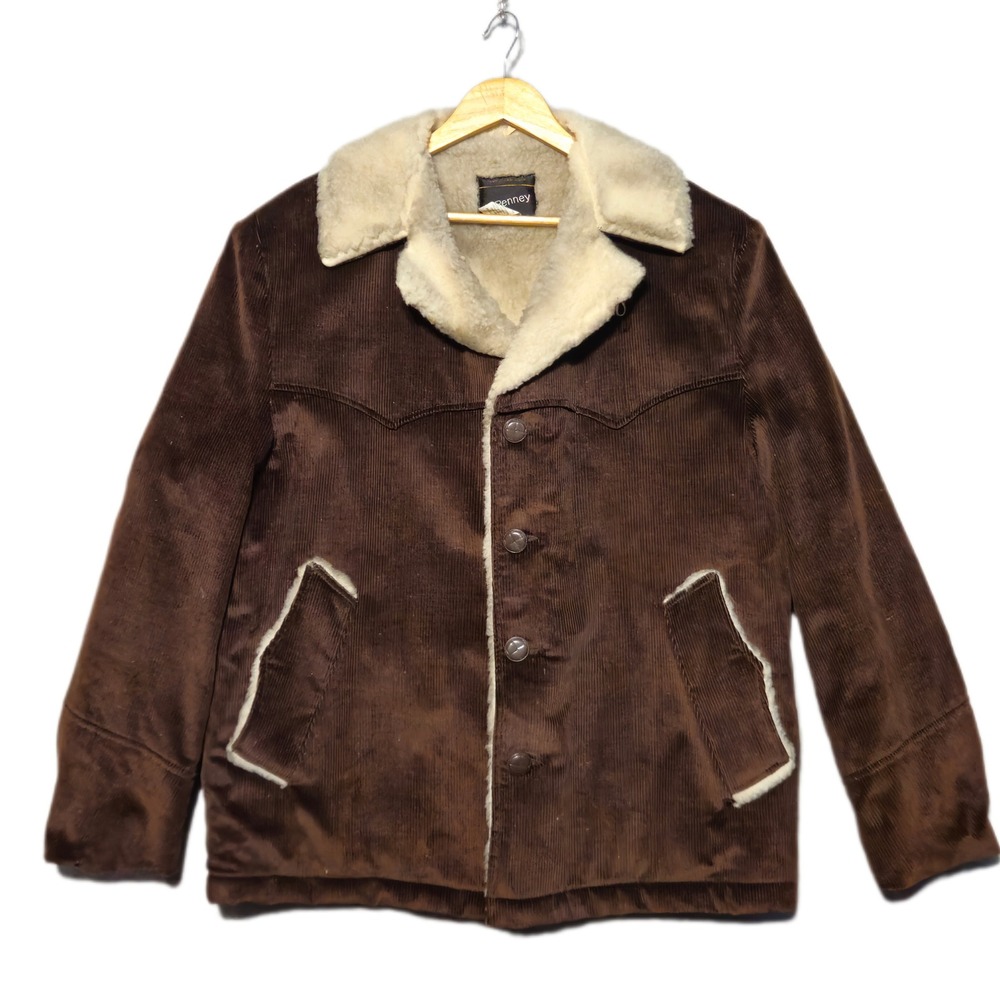 JCPenney Corduroy Ranch Jacket Mens XL Brown Vintage Yellowstone Rip Style